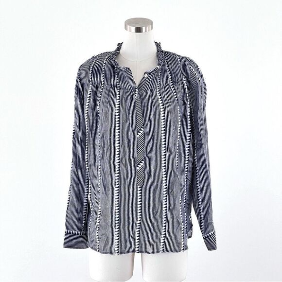 NWT J. Crew ruffleneck classic popover shadow stripe - Picture 4 of 10